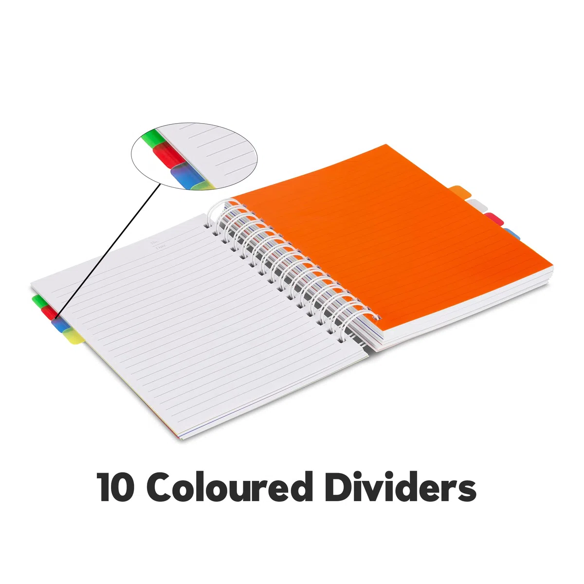 VABE UK Taccuino A5 traslucido con 10 divisori estesi, 300 pagine (150 fogli), quaderno a righe 100 g/m², copertina spessa laminata opaca, blocco note A5, quaderno per progetti A5 (1, nero)