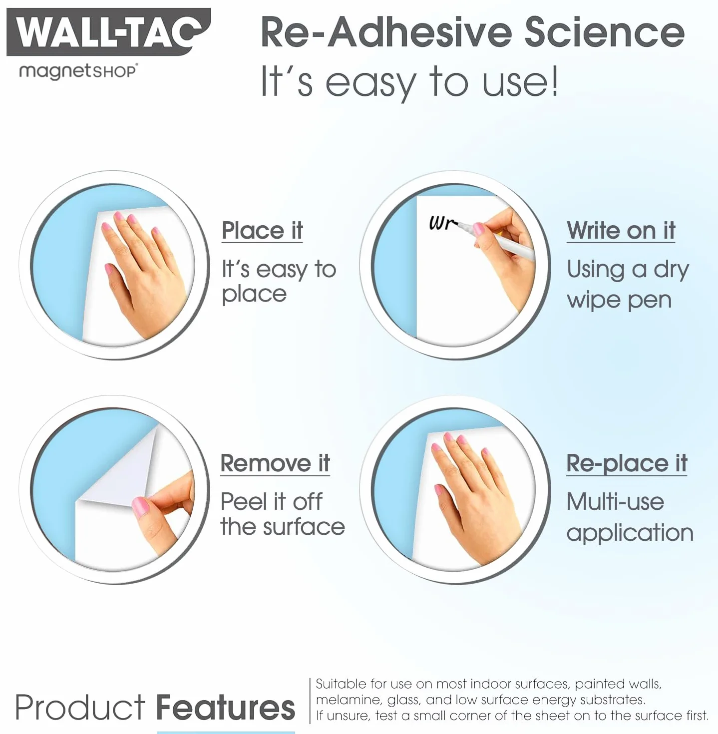 The Magnet Shop WallTAC A3 Agenda Settimanale Lavagna Adesiva per Parete | Prodotto nel Regno Unito | Calendario cancellabile a secco facile da rimuovere con adesivo riutilizzabile