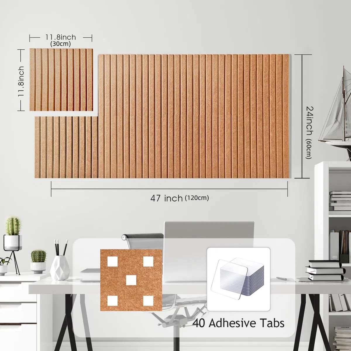 Bacheca in feltro, autoadesiva, 120 x 60 cm, striscia verticale, bacheca decorativa in feltro, per cameretta dei bambini, ufficio, cucina, rame