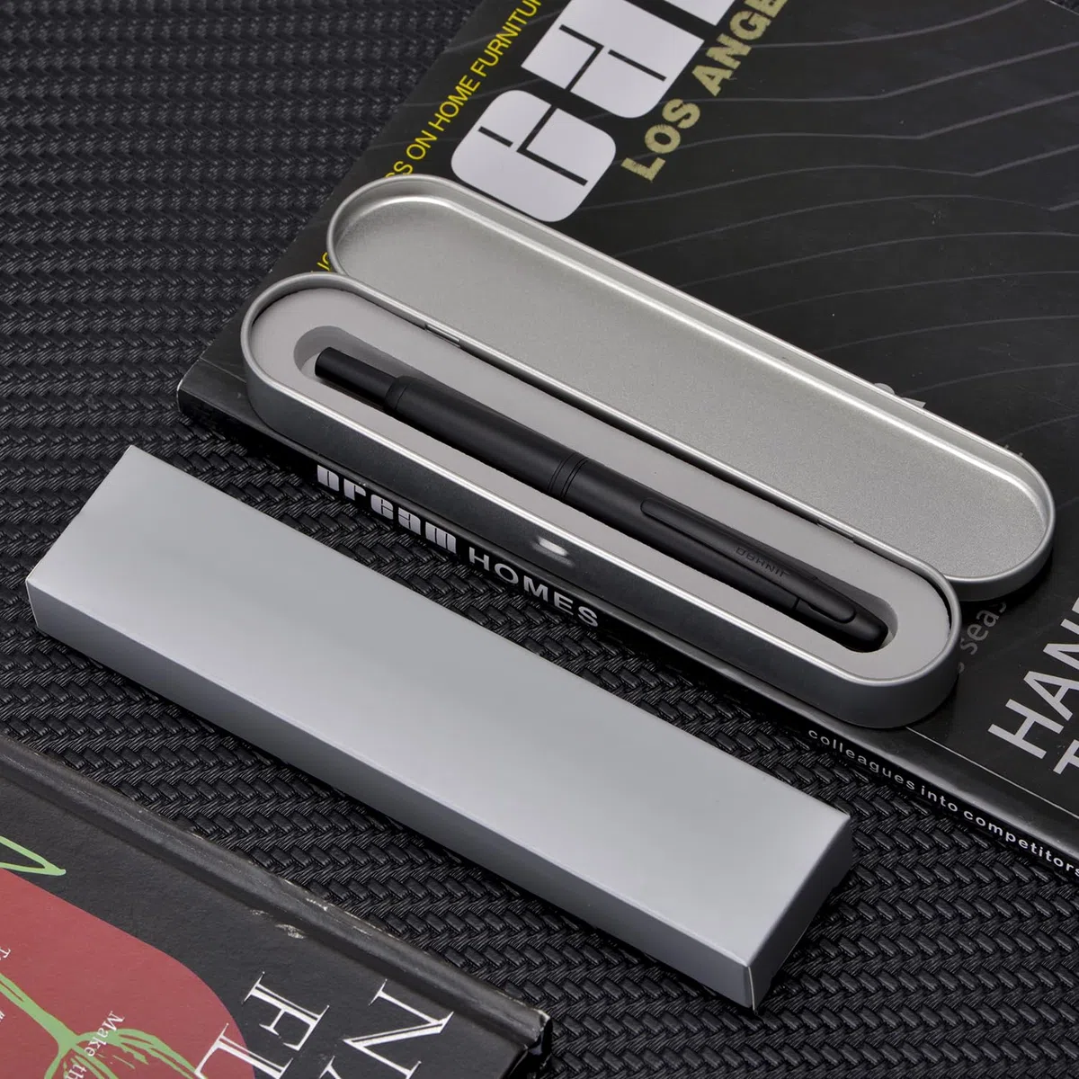 Jinhao - Penna stilografica a pressione, serie 10, pennino medio retrattile nero opaco, con convertitore di inchiostro e penna in metallo (versione con clip nera)