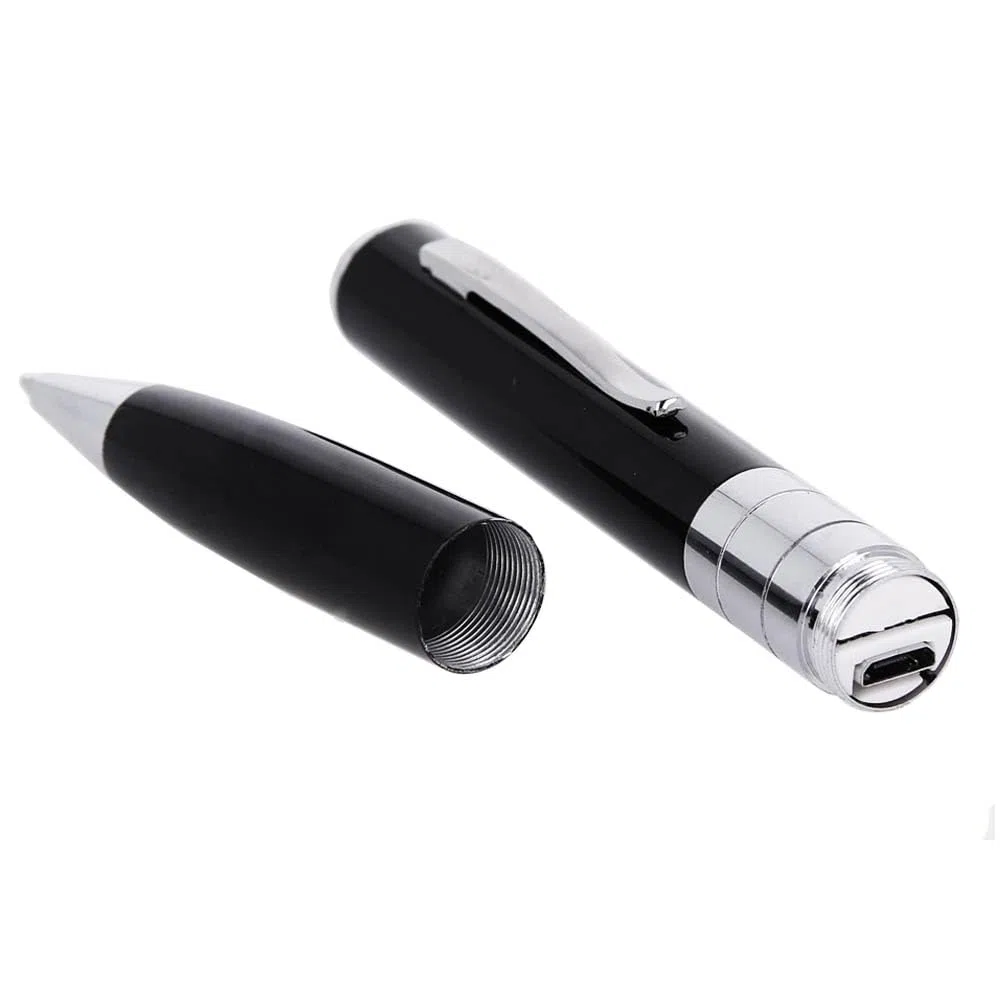 REY Registratore nascosto con penna spia audio, fino a 32 Gb, include cavo micro USB, manuale, auricolari e inchiostro, colore nero