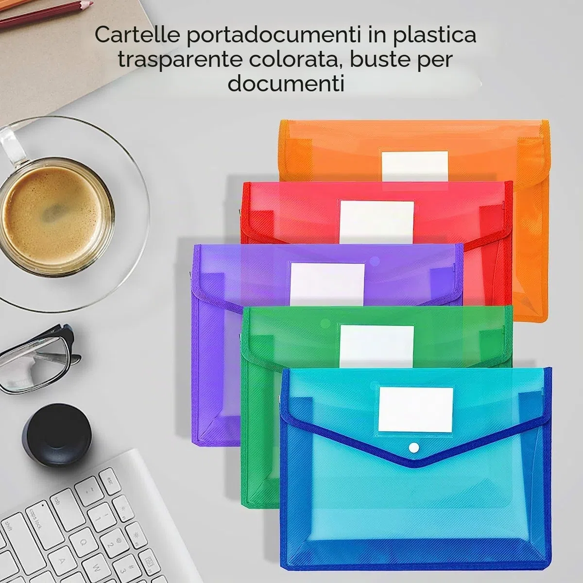 9 cartelle portadocumenti impermeabili, formato A4, in plastica, formato A4, per viaggi, ufficio, documenti, scuola, documenti
