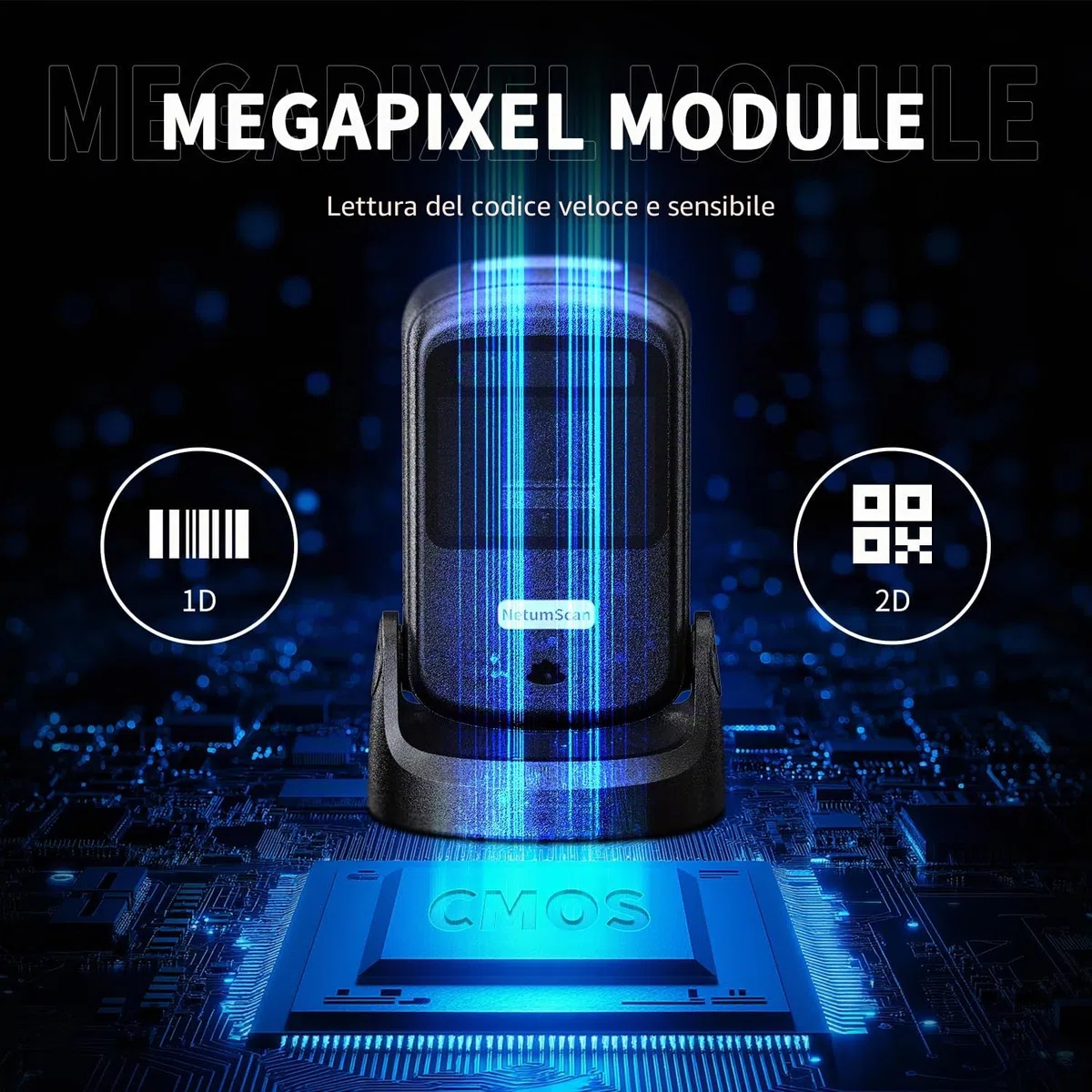 NetumScan USB Omnidirezionale Tecnico per Supermercati e Magazzini Compatibile con PC Windows/Mac/Linux CN-40