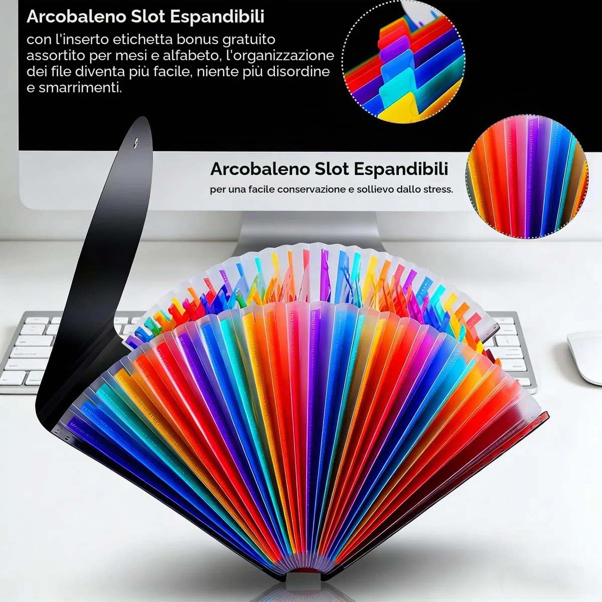Amaza Cartella Portadocumenti A4 24 Tasche, Porta Documenti Espandibile, con 3 Borse di File Portatile, Cartella Portadocumenti Fisarmonica A4, Cartella a Fisarmonica, Cartella Espandibile