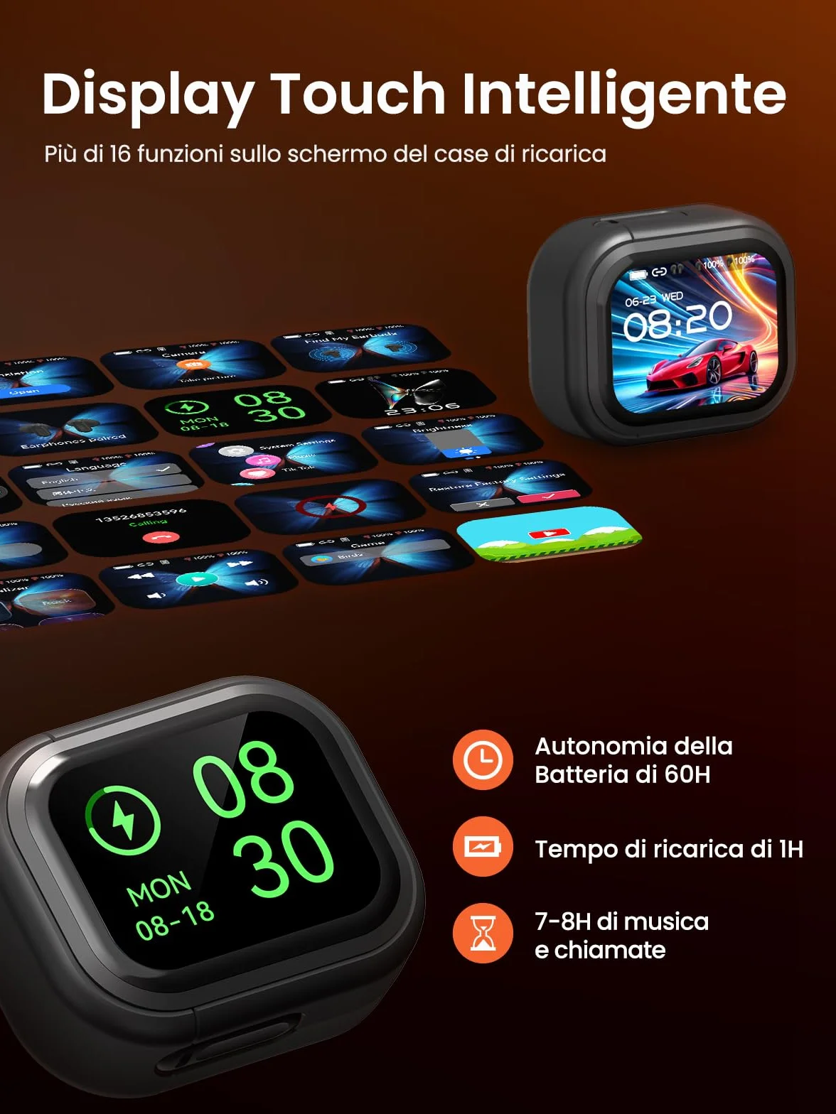 NE20 Cuffie Traduzione Simultanea con AI, 135 Lingue Auricolari Traduttore Simultaneo con 6 Modalità, Bluetooth 6.0, Schermo Touch, 60 Ore Autonomia, per Viaggi, Riunioni e Studio