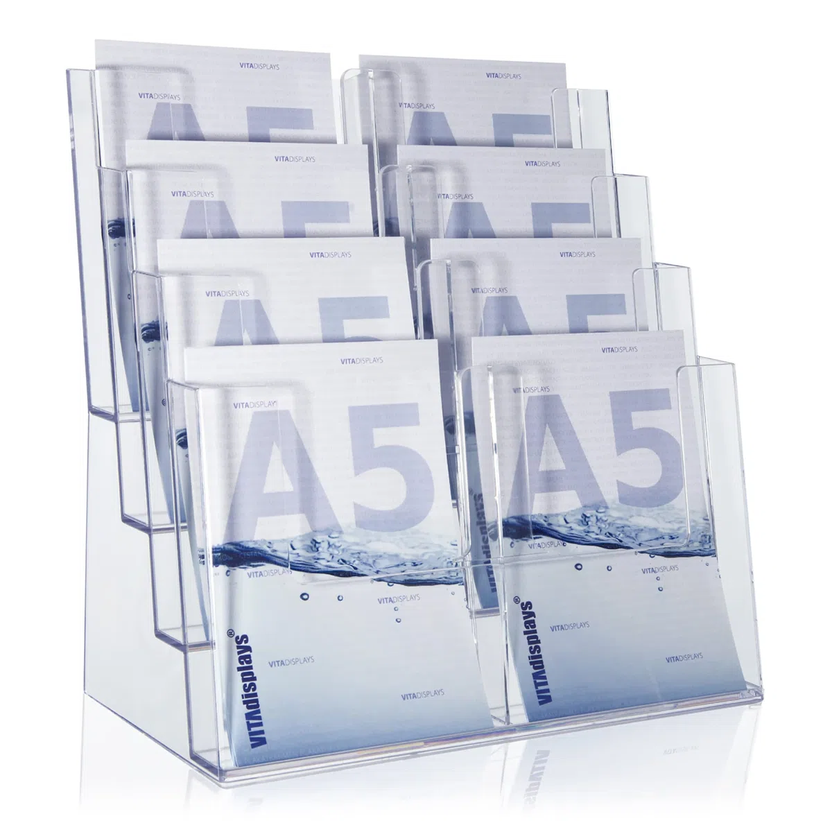 Porta Depliant Din A4/ A5/ Din lungo Vierstufig Espositore Brochure Versione Supporto-Volantini Acrilico Trasparente Porta Depliant
