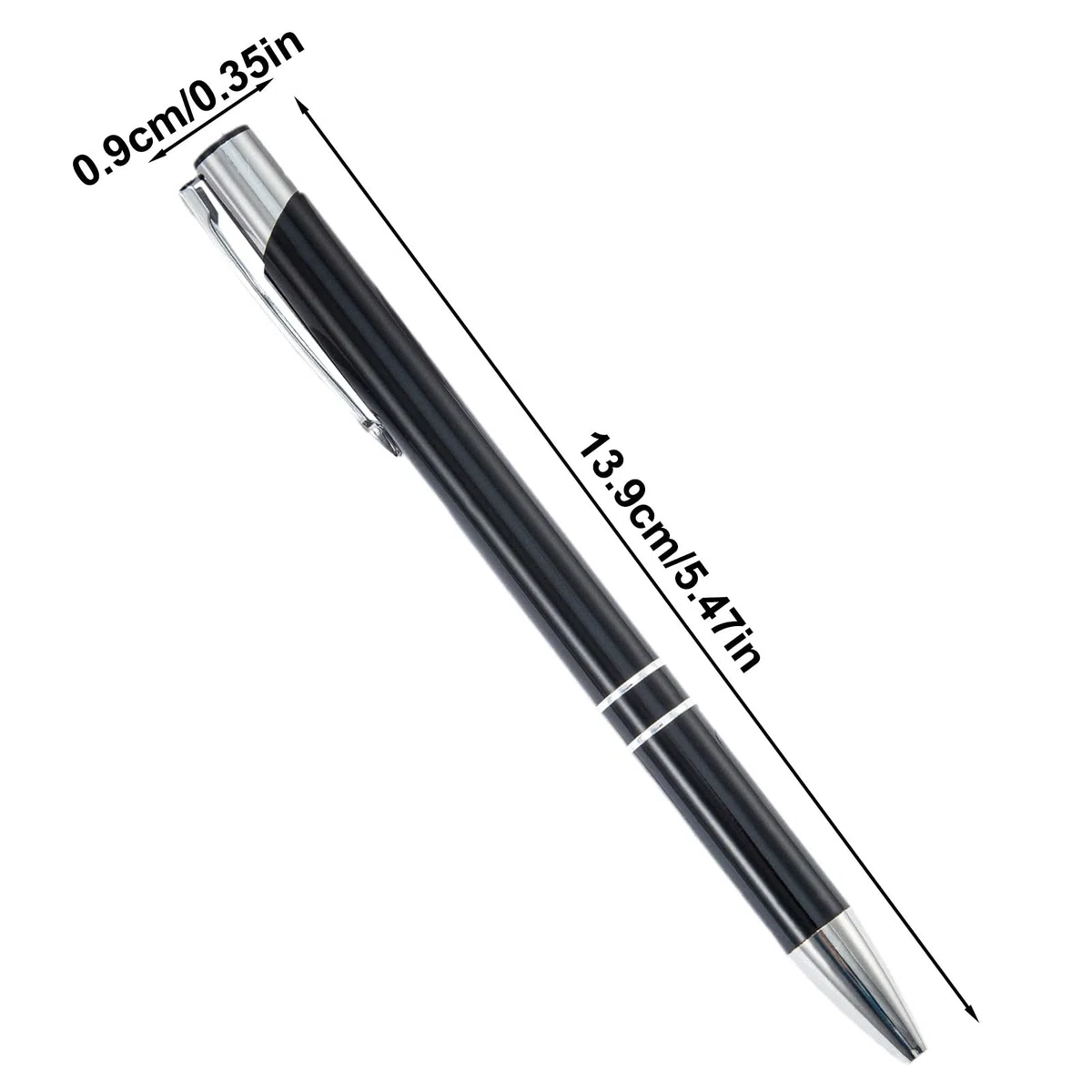Executive Pen, 50 penne in metallo, cancelleria alla moda con clip argentata, strumento di scrittura multifunzionale, ideale per affari, scuola, viaggi, casa, insegnanti, 13,9 x 0,9 cm