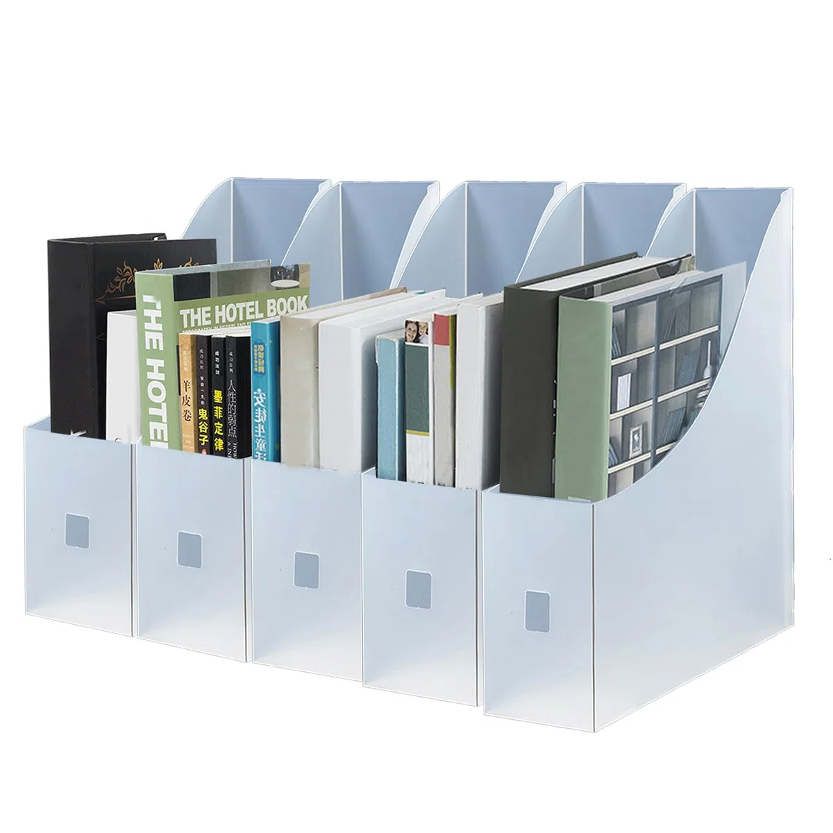 5 Pezzi Portariviste in Plastica per Ufficio, File e Archiviazione Domestica - Cartella Pieghevole per Dormitorio Scolastico (Trasparente)