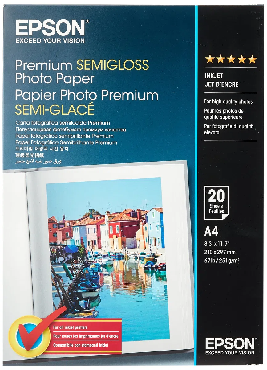 Epson C13S041332 PREM SEMI-GS Photopaper 20 A4 Carta fotografica