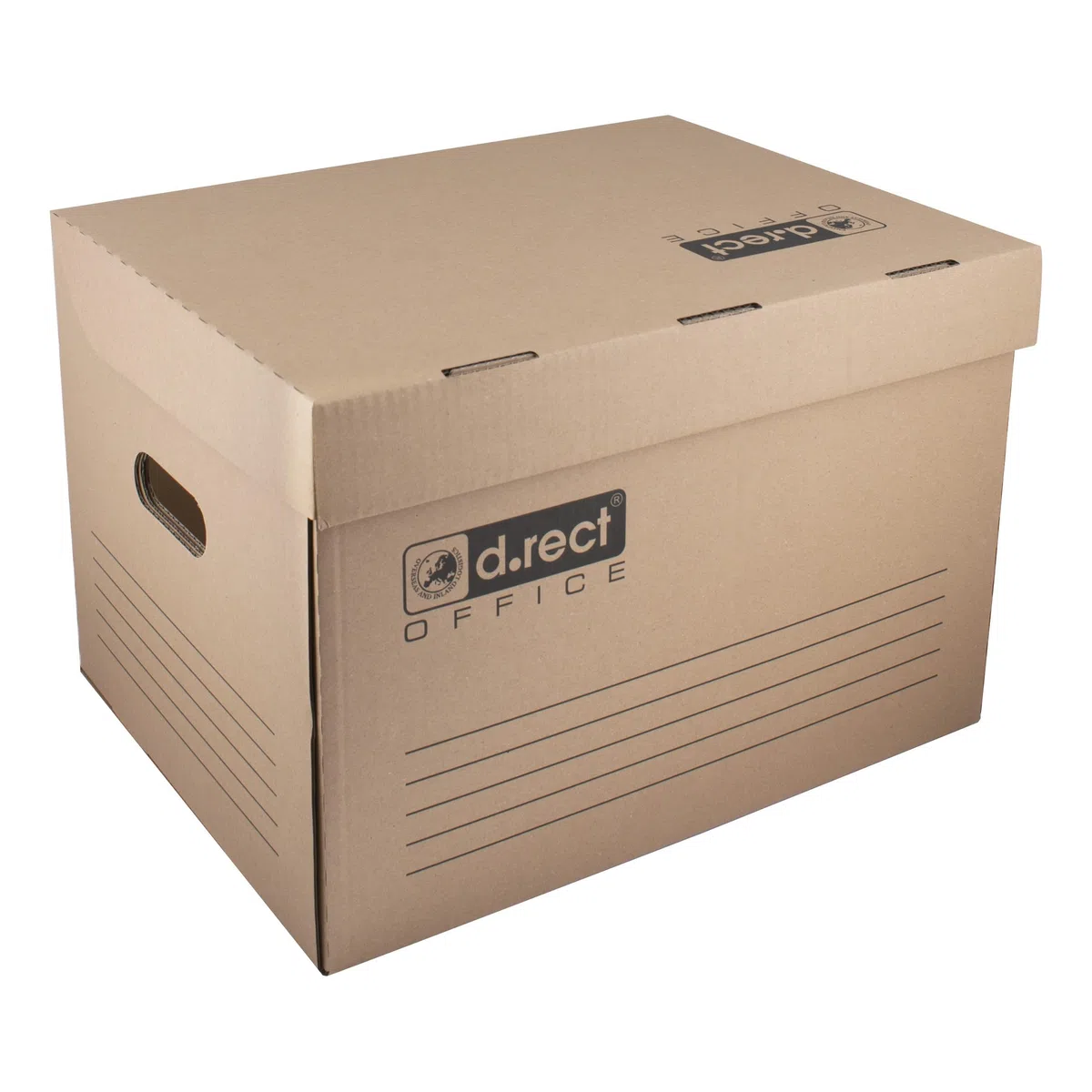 D.RECT KEEP.IT Scatola di Raccolta 2120 Set da 6 – Contenitori Archivio HD 420 g/m² Impilabili con Coperchio Integrato – Per Raccoglitori e Scatole Archivio – Cartone Alcalino a 3 Strati