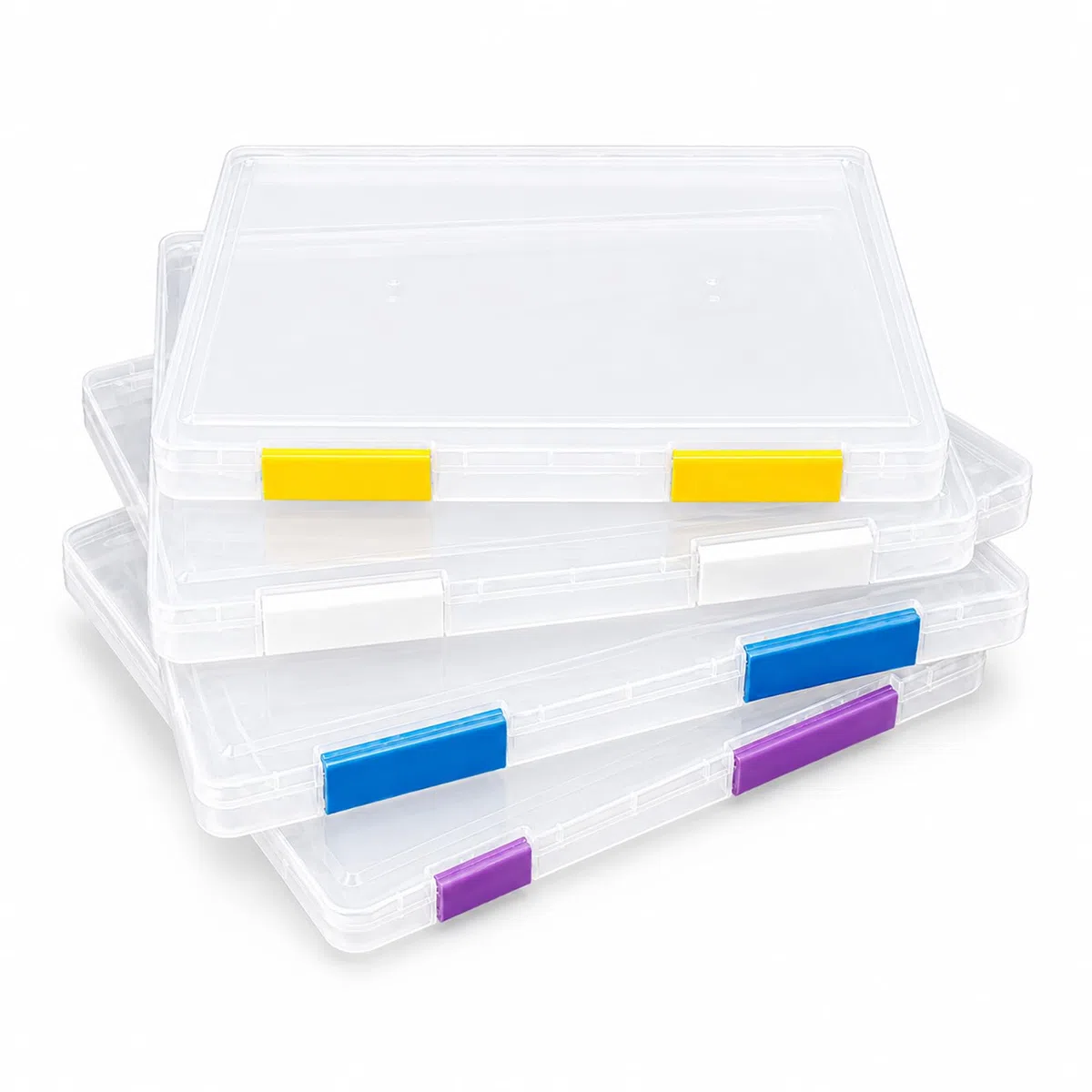 A4 Storage File Scatole (4 pack), Plastica Trasparente Scatola Portatile Archivio, Organizzare e Conservare Documenti, Opera d'Arte, Foto, Cancelleria e Hobby Strumenti