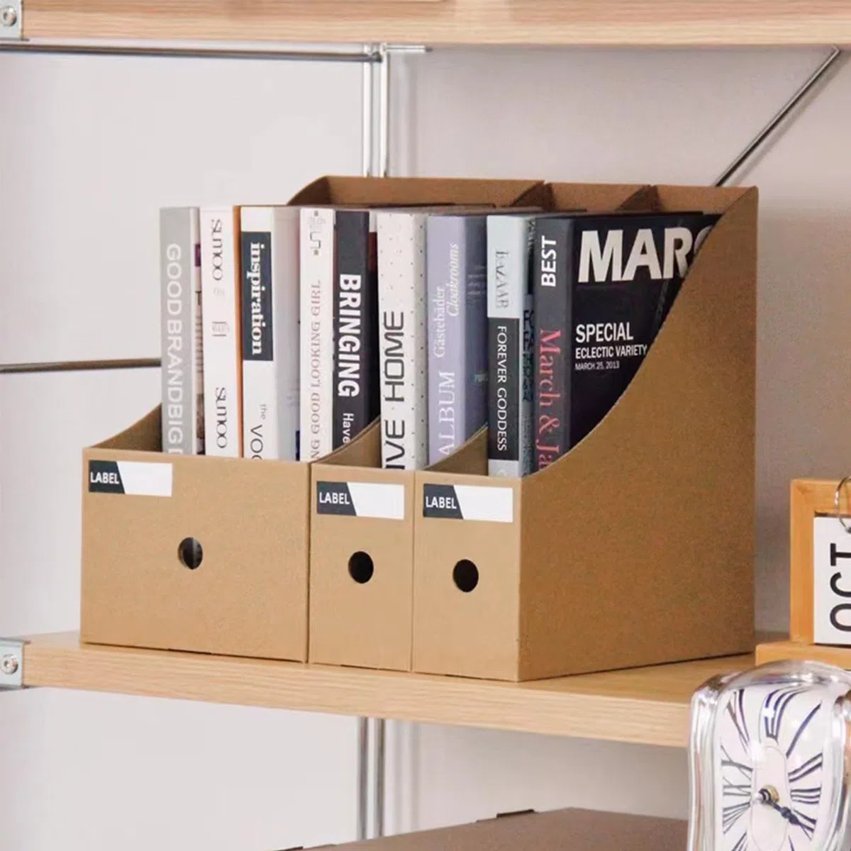 6 Pezzi Portariviste Ufficio，Portariviste per Documenti per Organizzatore per Dormitorio Scolastico Ufficio Archiviazione di File Domestici (Cachi)
