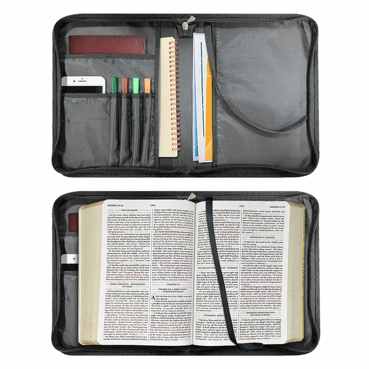 Custodia per Bibbia, Custodia per Bibbia Grande in Pelle con Cerniera, Custodia per Bibbia Vintage, Custodia per Bibbia con Maniglia, Custodia per Libro in PU per Bibbia, Custodia per Libri Borsa da C