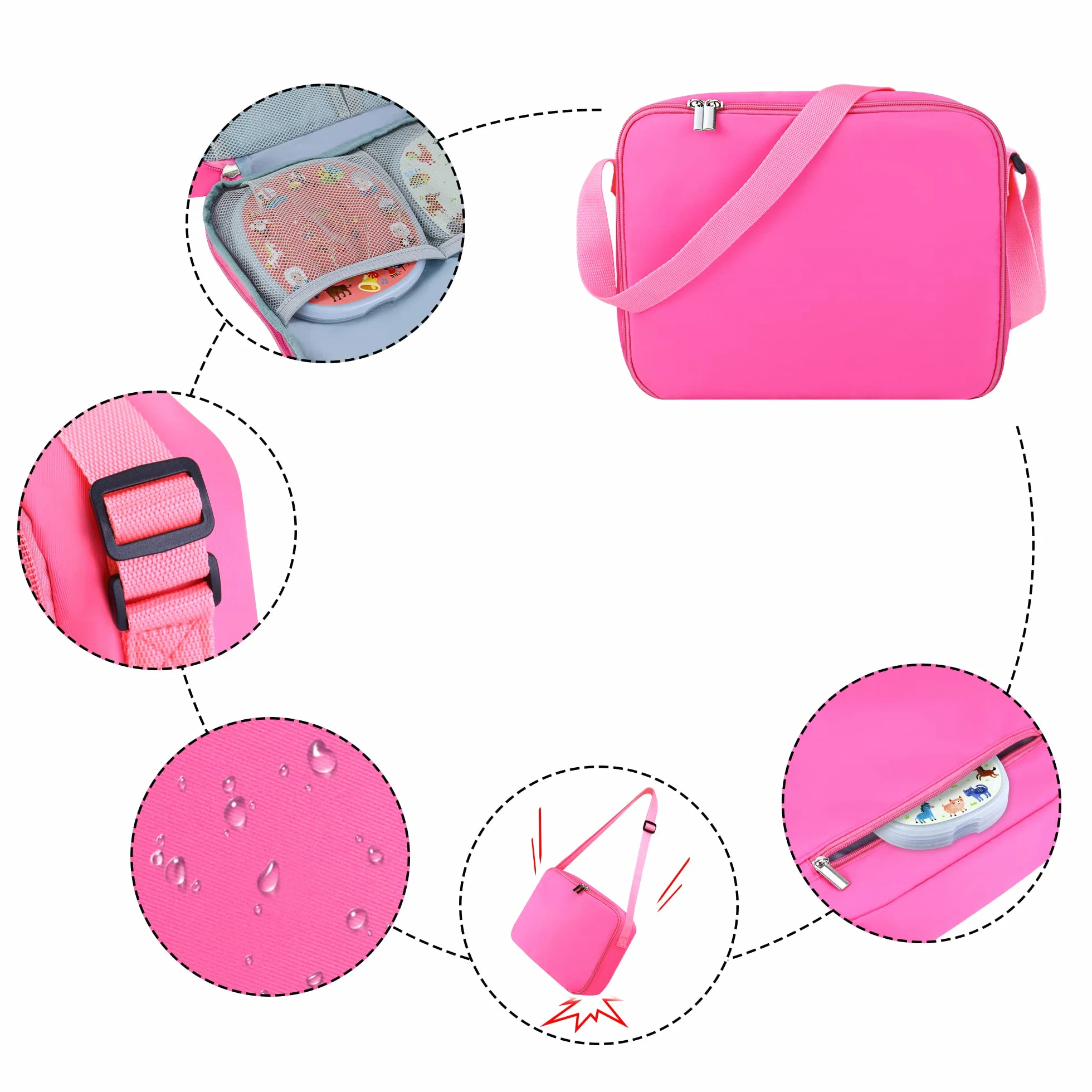 Annmore Borsa Compatibile con Timio Reader e 4 Set da 20 Dischi, Rosa
