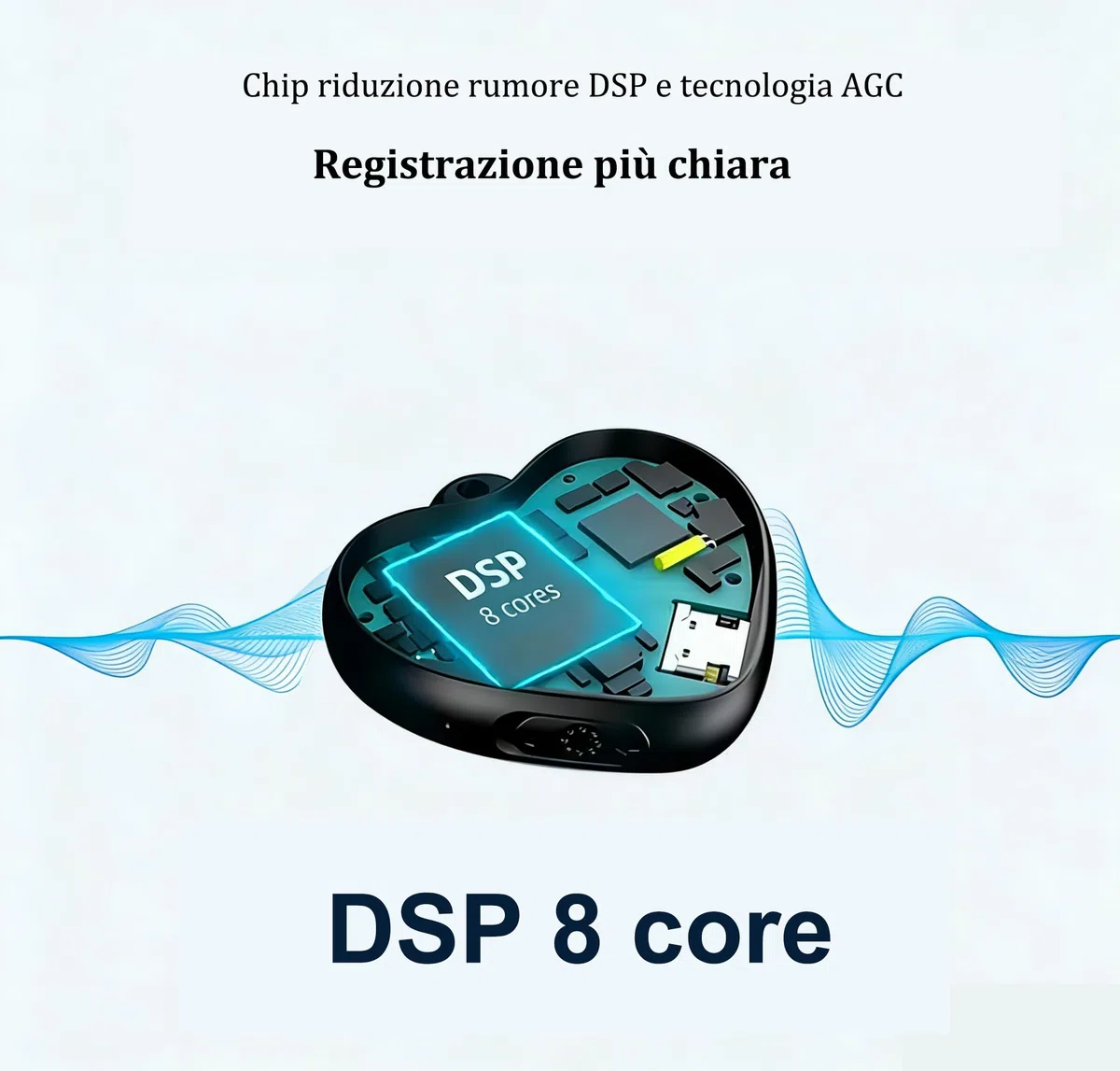 16G Registratori Vocali Digitali con Auricolare Mini Registratore di Audio Piccolo Registratore Vocale Attivazione Collana Portachiavi Pendente Lega di Zinco