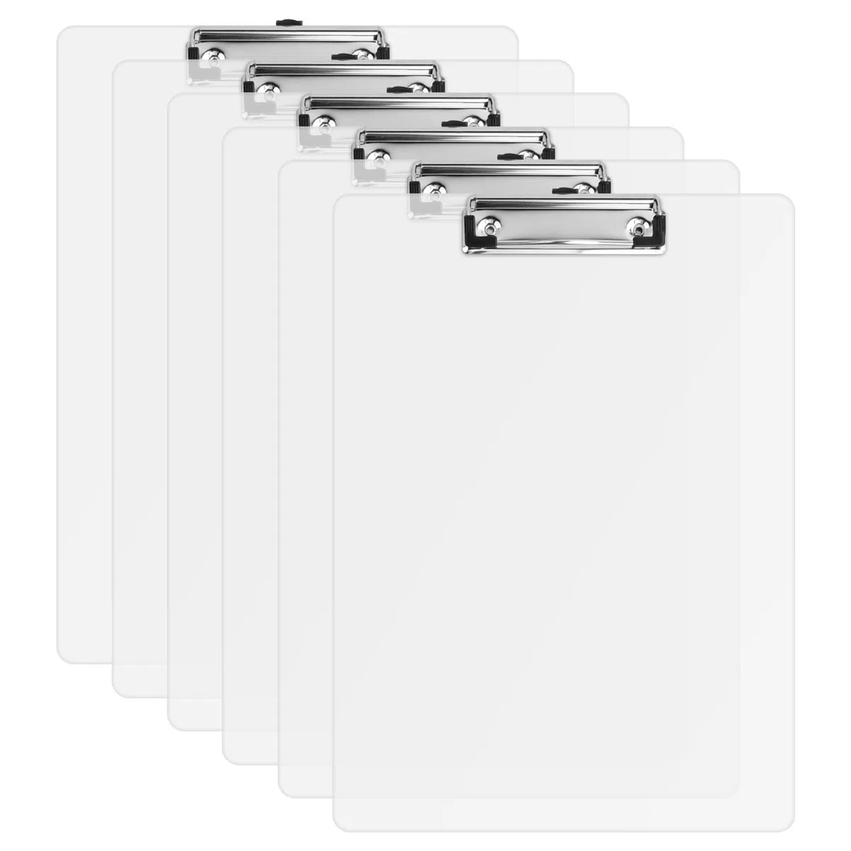 6 Pz Porta Blocco Morsetti A4, Cartella Portablocco A4, Blocco da Scrivania in Plastica con Morsetto in Metallo, Cartellina presentatore con Foro Appendibile per Ufficio, Cucina e Scuola (Trasparente)