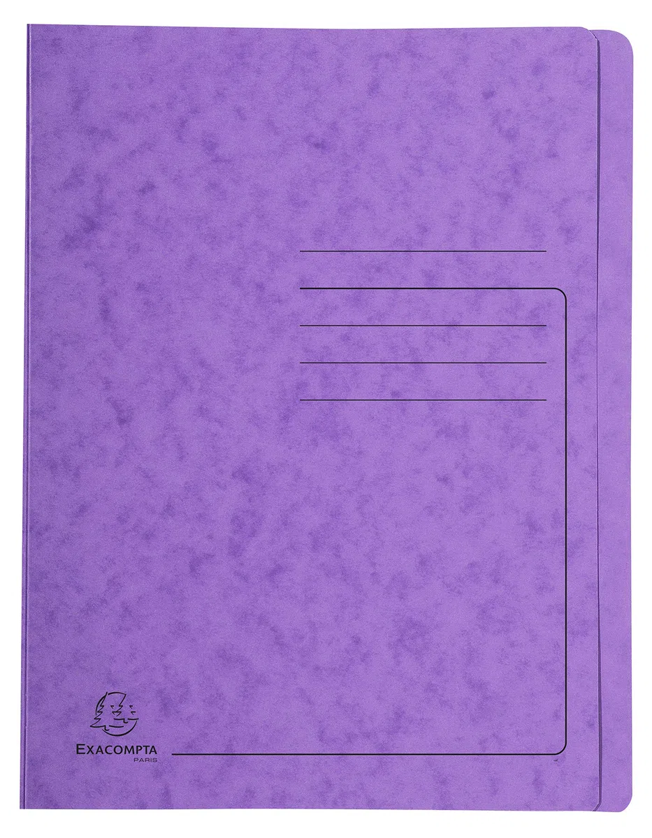 Exacompta - Rif. 39998E - Cartoncino da 25 cartelline a lamella stampate Iderama in carta lucida 355 g/m², con certificazione FSC®, dimensioni 24 x 32 cm, per documenti formato A4, colore viola