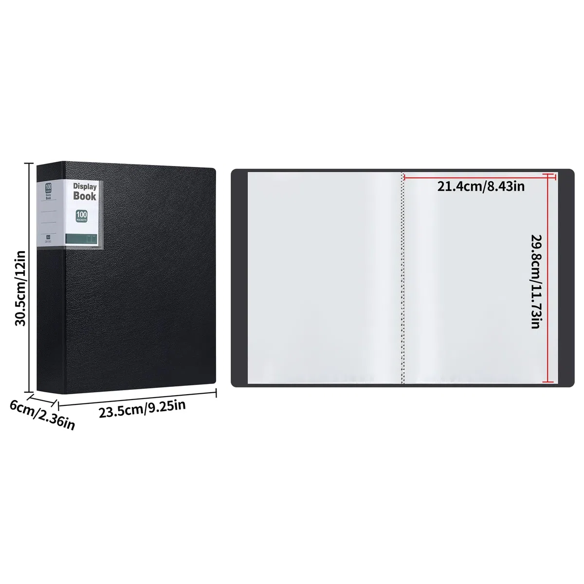 DONGLI 2 Pezzi Portalistino A4, Portalistini Display Book con 100 Buste Trasparenti(Nero)