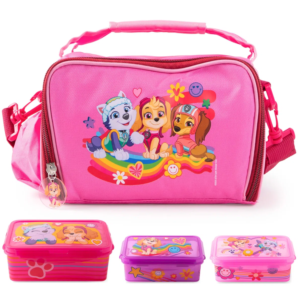 p:os PAW Patrol Borsa Termica Bambini 1,7 L con 3 Contenitori - Mini Frigo Portatile Rosa - Lunch Bag Isolata per Asilo, Scuola e Gite