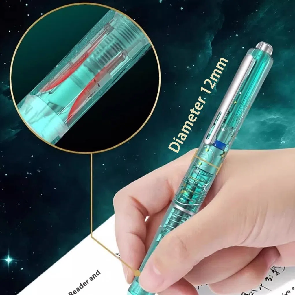Penna stilografica retrattile Writech Clictek Include 5 cartucce di inchiostro ricaricabili Penne stilografiche retrattili per la scrittura (Blu profondo, Blu cancellabile 1+5+20)