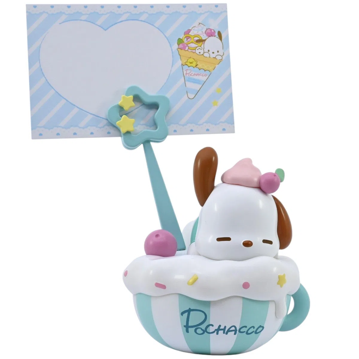 Yume Sanrio Pochacco Party Time Memo Stand - Simpatica clip da scrivania Sanrio con design cappuccino | Regali anime per ragazze e collezionisti Sanrio
