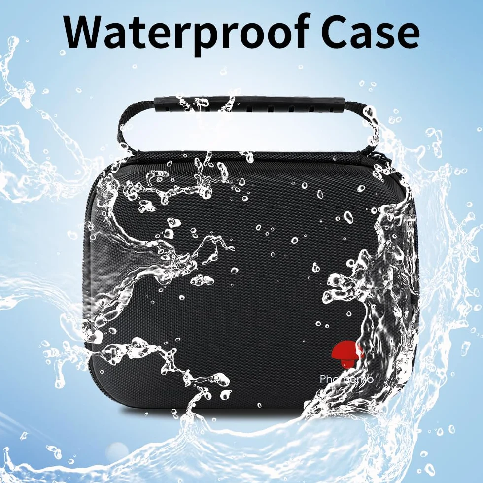 Phomemo Borsa per stampante, borsa portatile per stampante M221/M220/M110/M120/M200/M04S/M04AS, resistente agli urti, impermeabile, per stampante con nastro, con tasca a rete per accessori (nero)