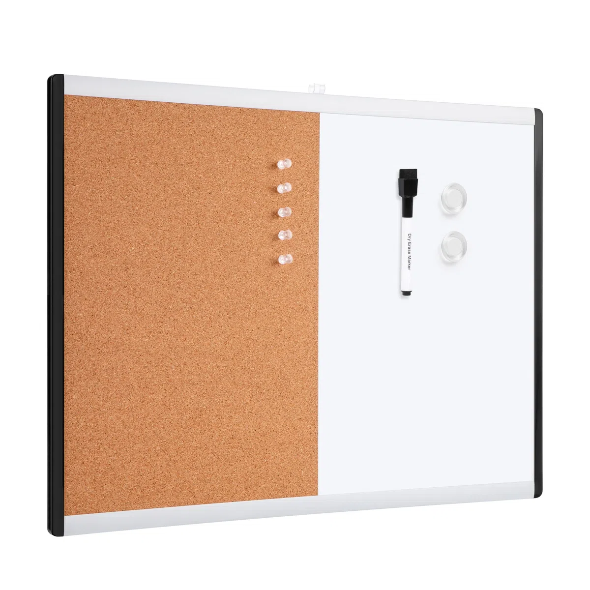 Amazon Basics Rettangolare Lavagna magnetica cancellabile e bacheca combinata, con struttura in plastica e alluminio, Confezione singola, 43 x 58 cm, Bianco, giallo