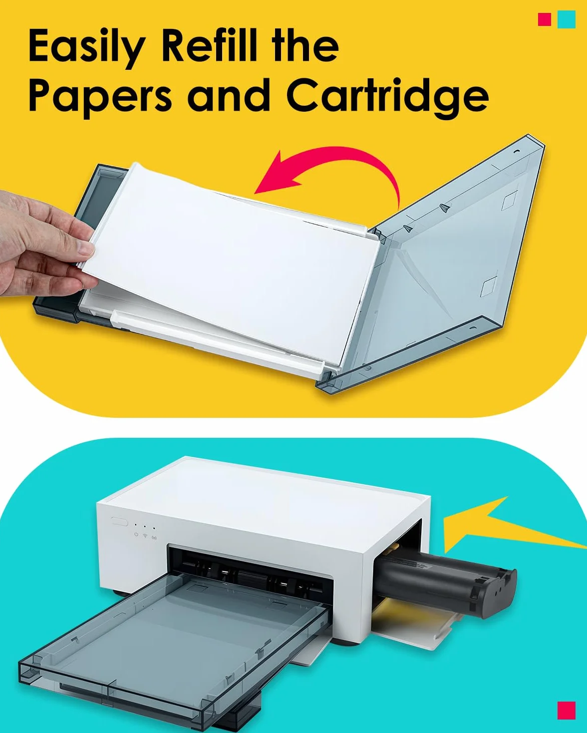 4 Pack Compatibile con Liene Amber M100/M200/M110/M210 4"x6" Cartucce d'inchiostro, Stampa 10x15cm 160 fogli di carta fotografica, 4 Cartuccie di inchiostro per per album/cornice (Senza carta)