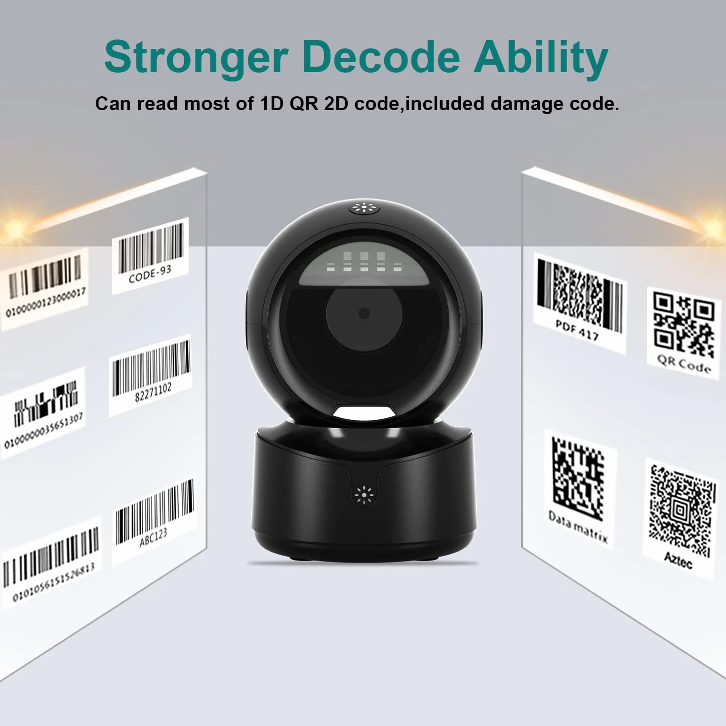 NetumScan Scanner automatico di codici a barre da tavolo, USB rilevamento a mani libere di immagini di codici a barre QR 1D 2D per supermercati, negozi al dettaglio, sistemi di biblioteche Pos NSA5