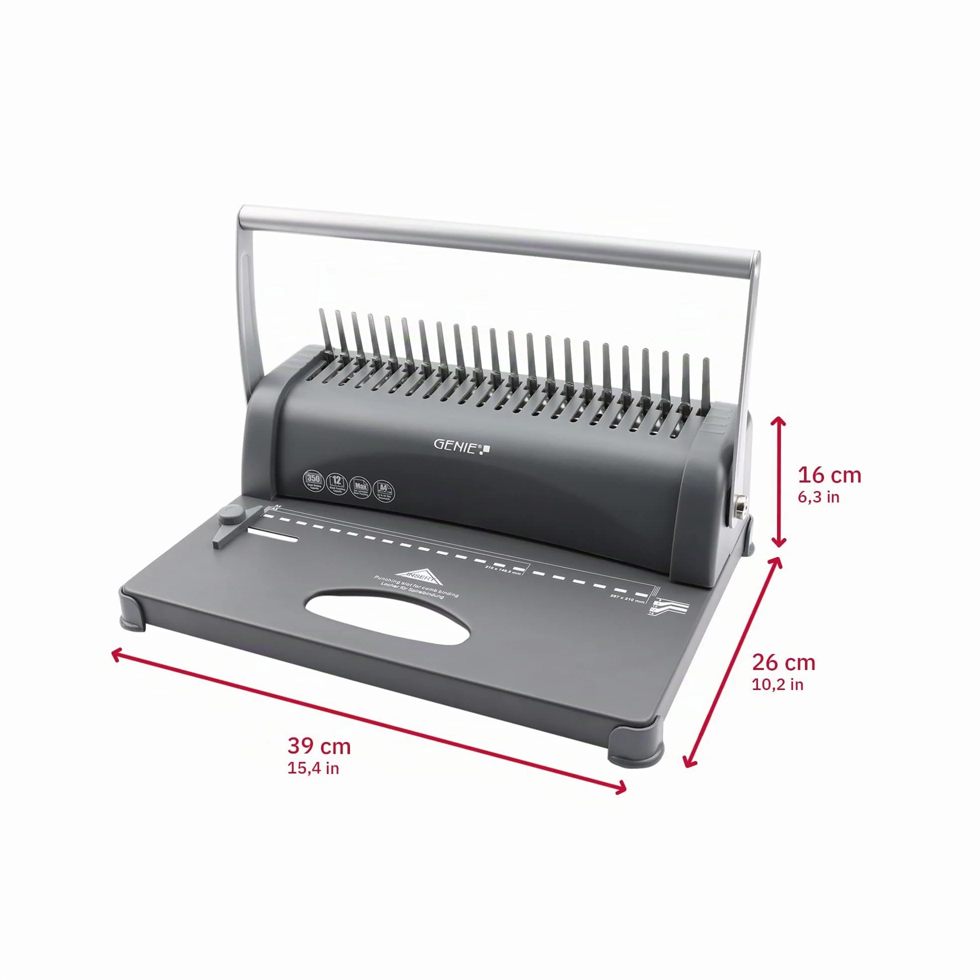 Genie CB 850 spiralbindeg Batterie (fino a 350 fogli, DIN A4, da 75 pezzi incluso Starter set) argento/nero