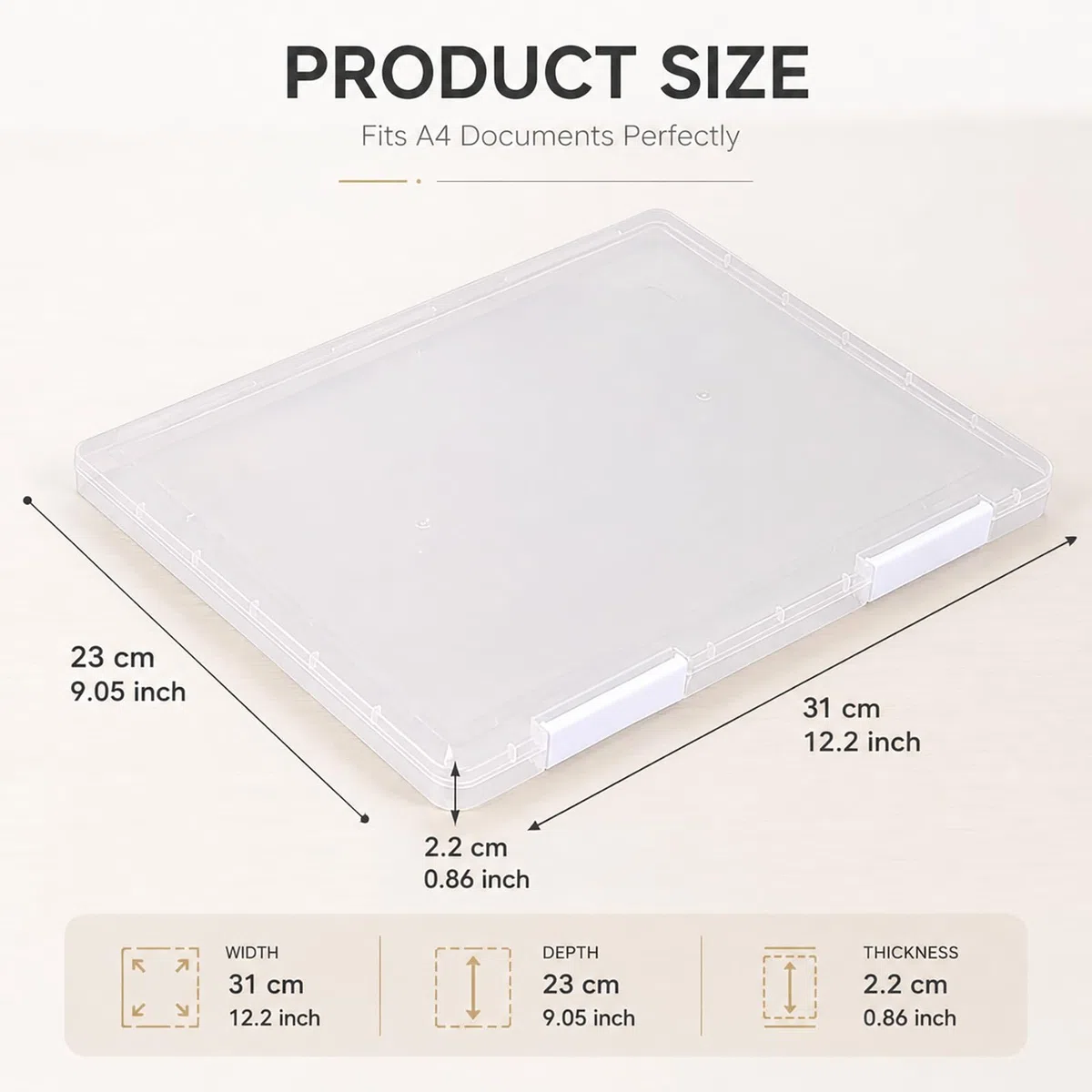A4 Storage File Scatole (4 pack), Plastica Trasparente Scatola Portatile Archivio, Organizzare e Conservare Documenti, Opera d'Arte, Foto, Cancelleria e Hobby Strumenti