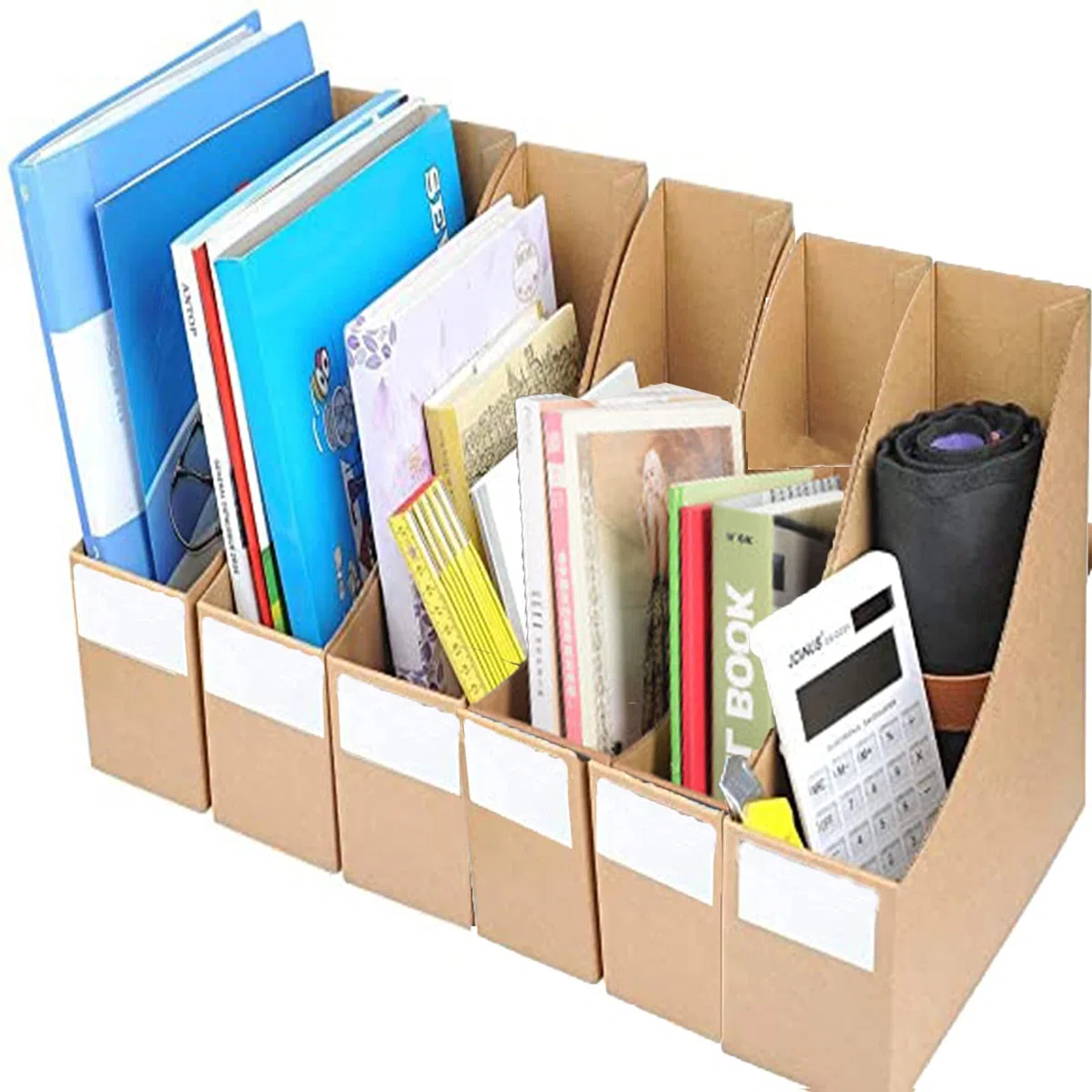 6 Pezzi Portariviste Ufficio，Portariviste per Documenti per Organizzatore per Dormitorio Scolastico Ufficio Archiviazione di File Domestici (Cachi)