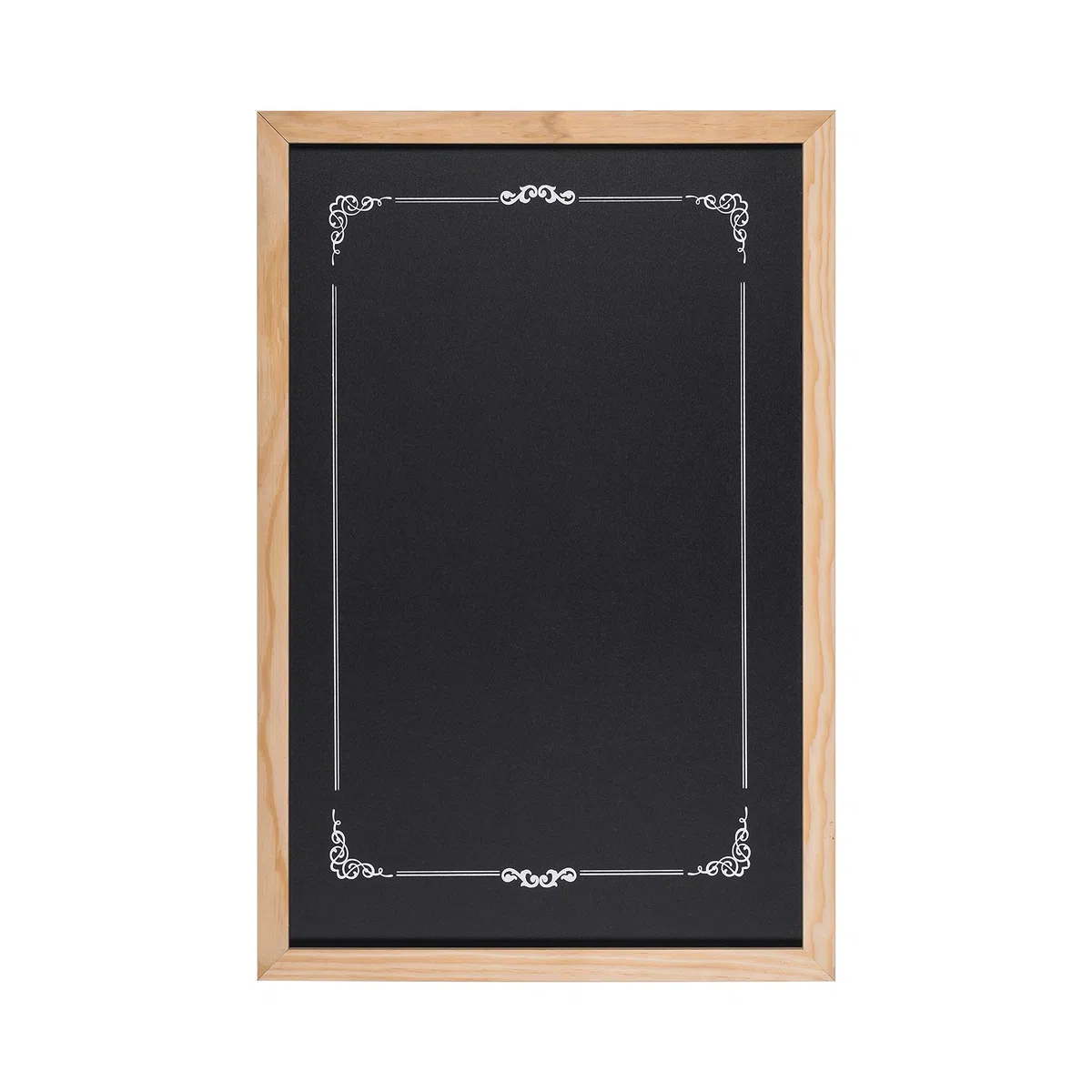 Bi-Office - Lavagna Nera per Gesso Decorative, 600 x 400 mm, Cornice di Pino