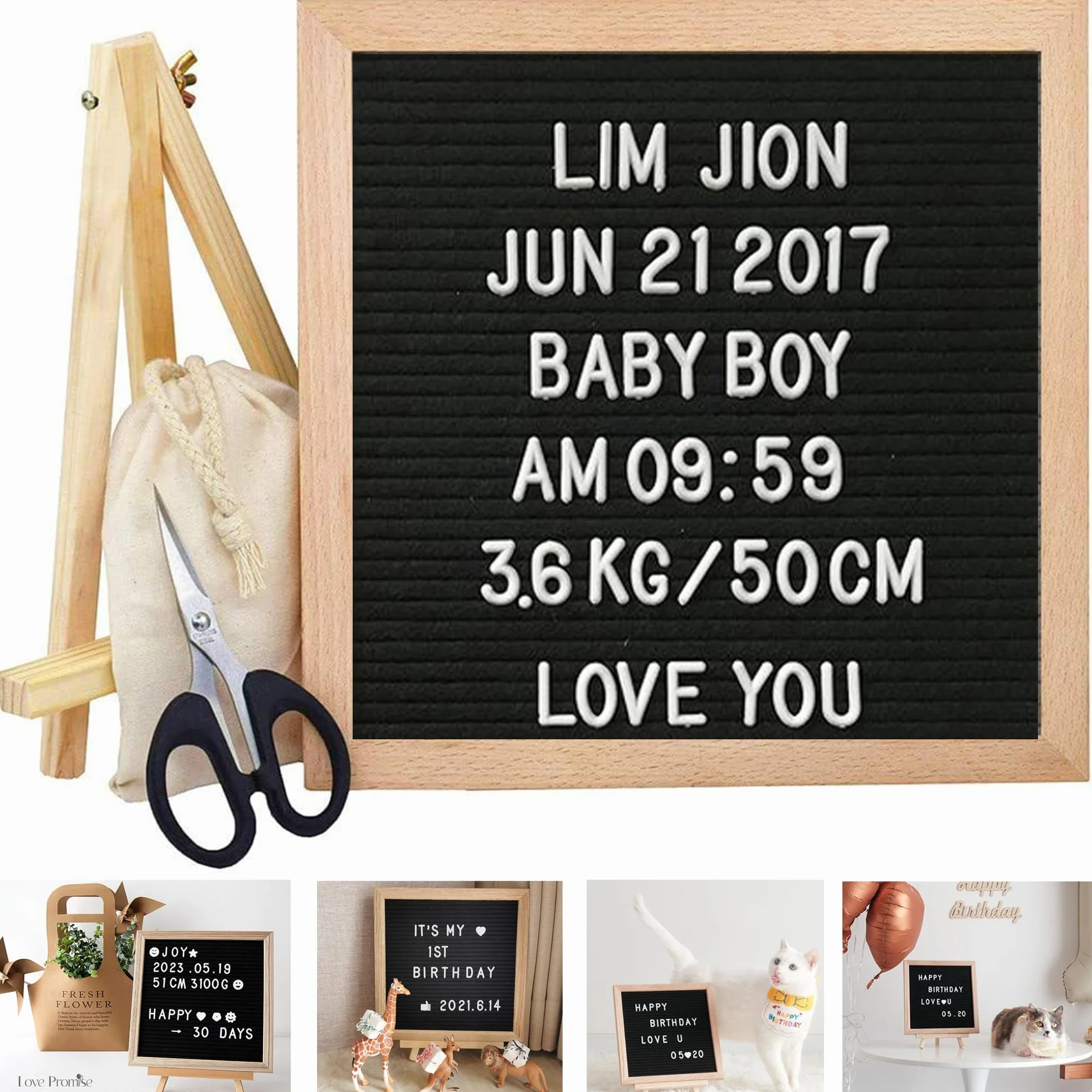 Bacheca Per Lettere In Feltro, 25x 25 cm Bacheca Messaggi Feltro Letter Board Con 510 Lettere,Numeri et Emoticon, Per Decorazione,Matrimonio,Baby Milestone,Insegnamento,Display Del Negozio