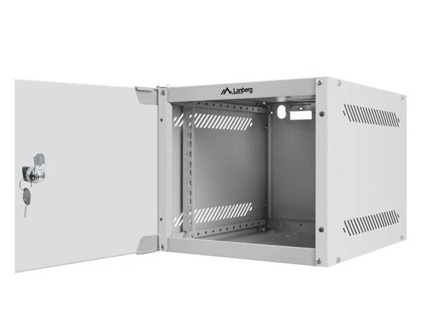 LANBERG ARMARIO Rack 10 â€ MONTAJE PARED 4U / 280X310 para AUTOARMAS (PAQUETE Plano) con PUERTA VIDRIO Gris