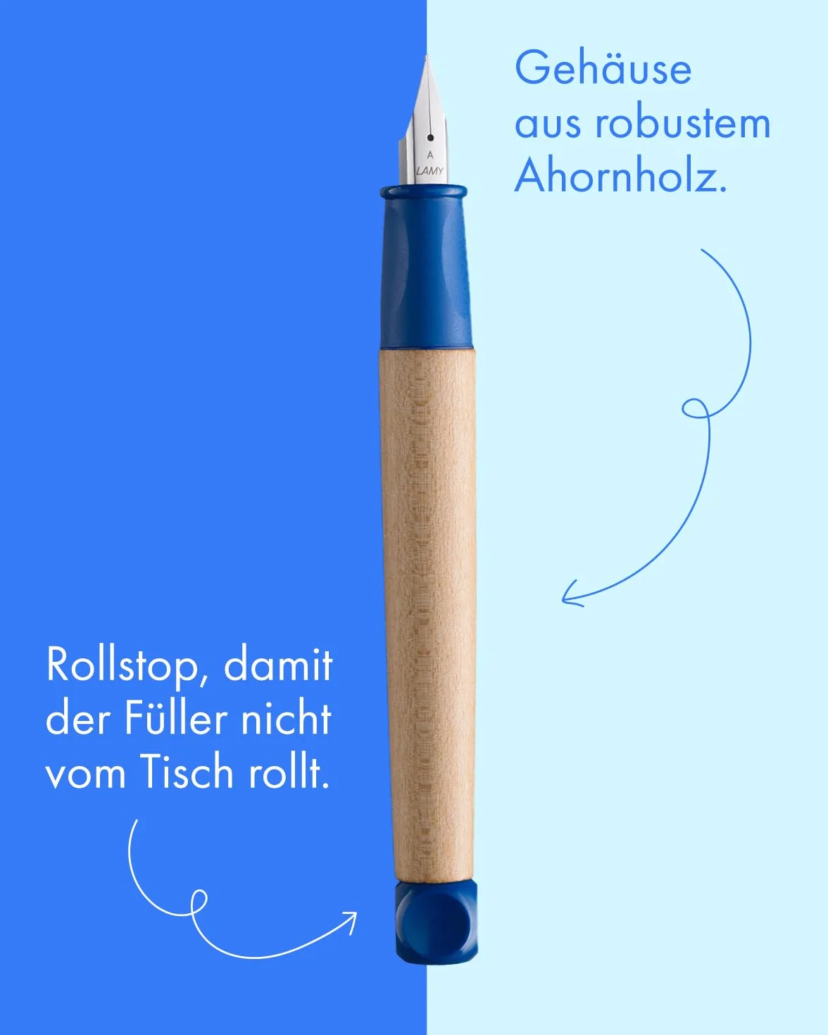 Lamy abc - Set per imparare a scrivere, in confezione regalo, 1 penna stilografica per bambini con pennino per mancini e 1 matita, impugnatura antiscivolo, cappuccio e cubo in plastica