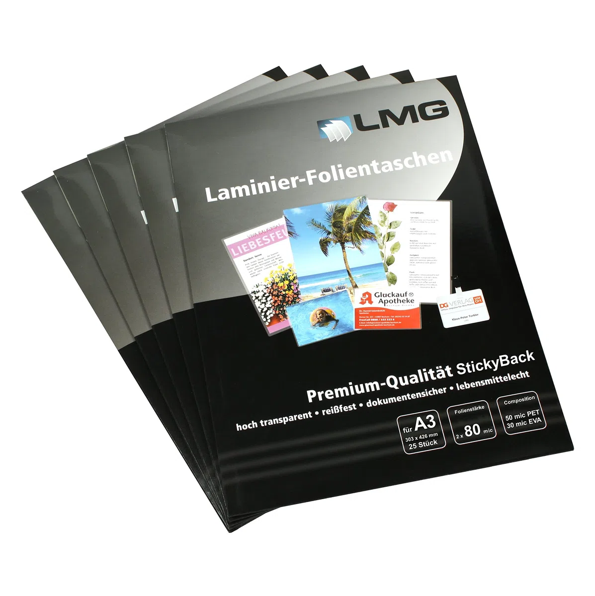 LMG lmga3 – 80S di 25 Pouches A3, 303 X 426 mm, 2 X 80 Mic con retro adesivo, 25 pezzi