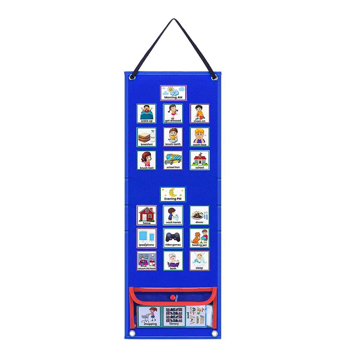 Calendario per bambini, 2 in 1, diagramma di routine quotidiana 'autismo, agenda giornaliera per bambini, routine visione, planner settimanale per bambini con 70 carte, calendario per