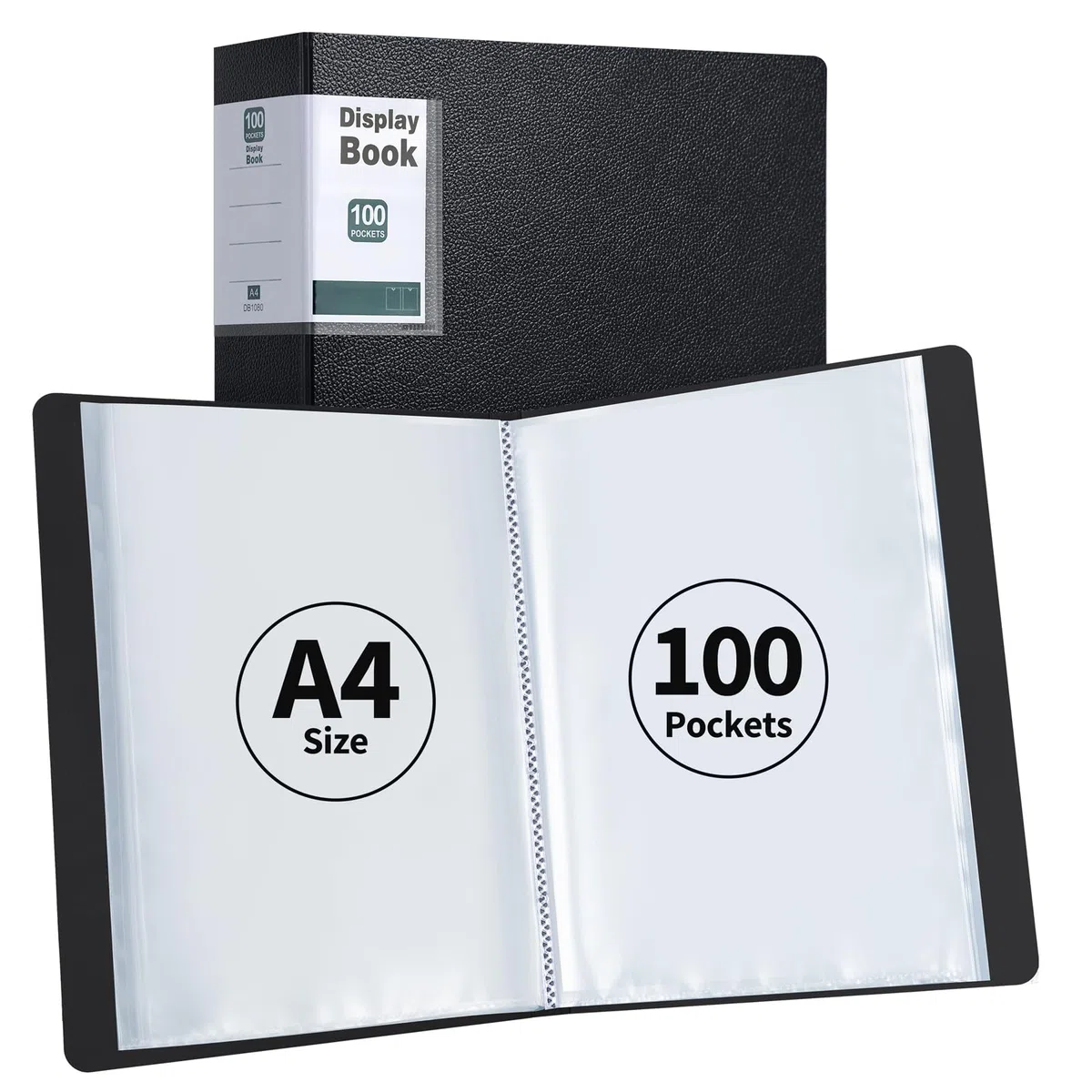 DONGLI 2 Pezzi Portalistino A4, Portalistini Display Book con 100 Buste Trasparenti(Nero)