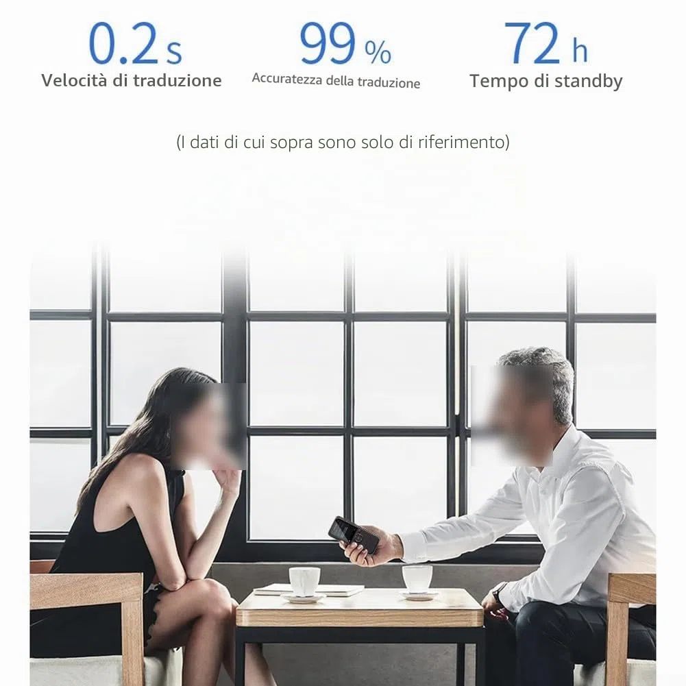 Traduttore vocale intelligente a grande schermo, traduzione offline in tempo reale per 142 lingue, dispositivo da viaggio ABS portatile, nero