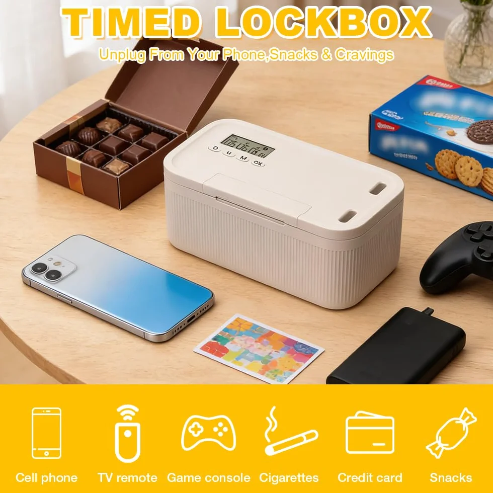 Cassetta di Sicurezza per Cellulari, ADDLIVE Phone Locker, Cassetta di Sicurezza a Tempo, Scatola di Sicurezza Temporizzata per Telefoni, Videogiochi, Spuntini