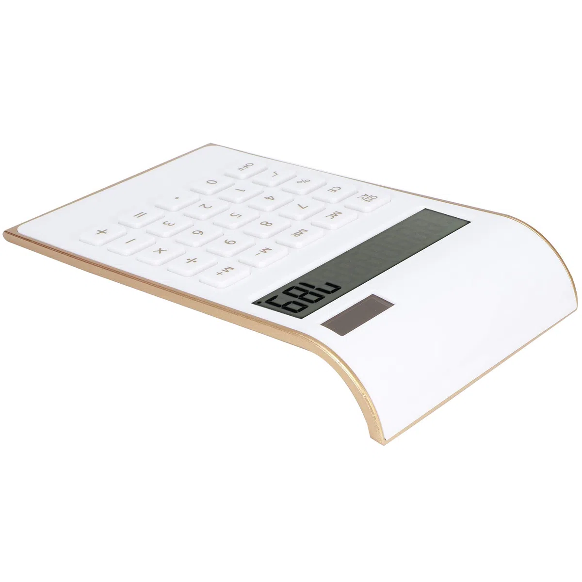 Calcolatrice Solare da Tavolo, 10 Cifre con Ampio Display LCD e Pulsanti Sensibili per Ufficio e Domestico (Bianco)