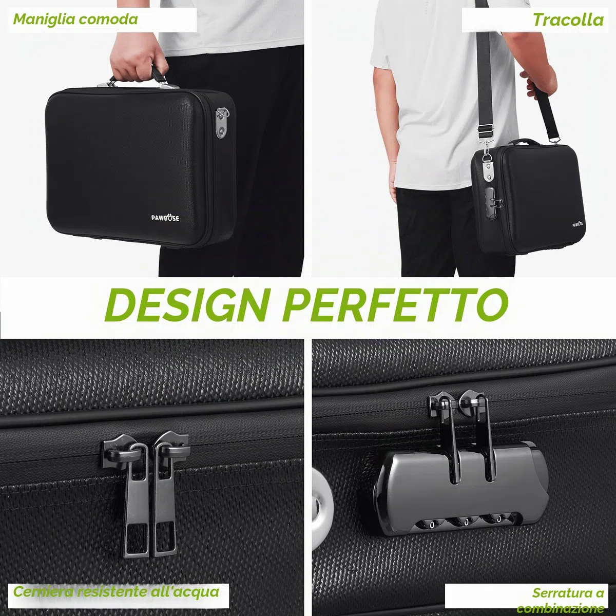 PAWBOSE Scatola per documenti ignifuga, con serratura a combinazione, custodia rigida impermeabile ignifuga, sicura per documenti importanti, certificati, laptop, passaporti (nero, 41 x 30 x 13 cm)