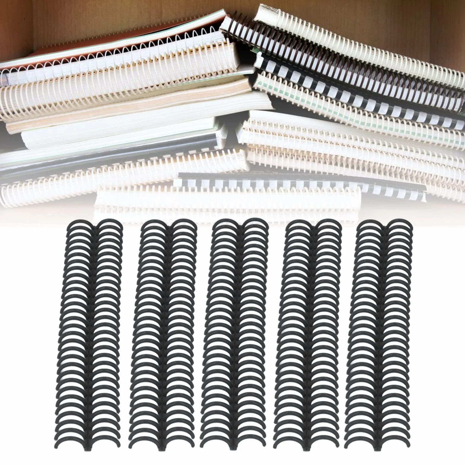 10 Pezzi Pettini di Rilegatura in Plastica, Diametro 22mm, 30 Fori, Rilegatura a Spirale, Raccoglitore di Libri per La Creazione di Album di Documenti, Quaderni e File (Black)