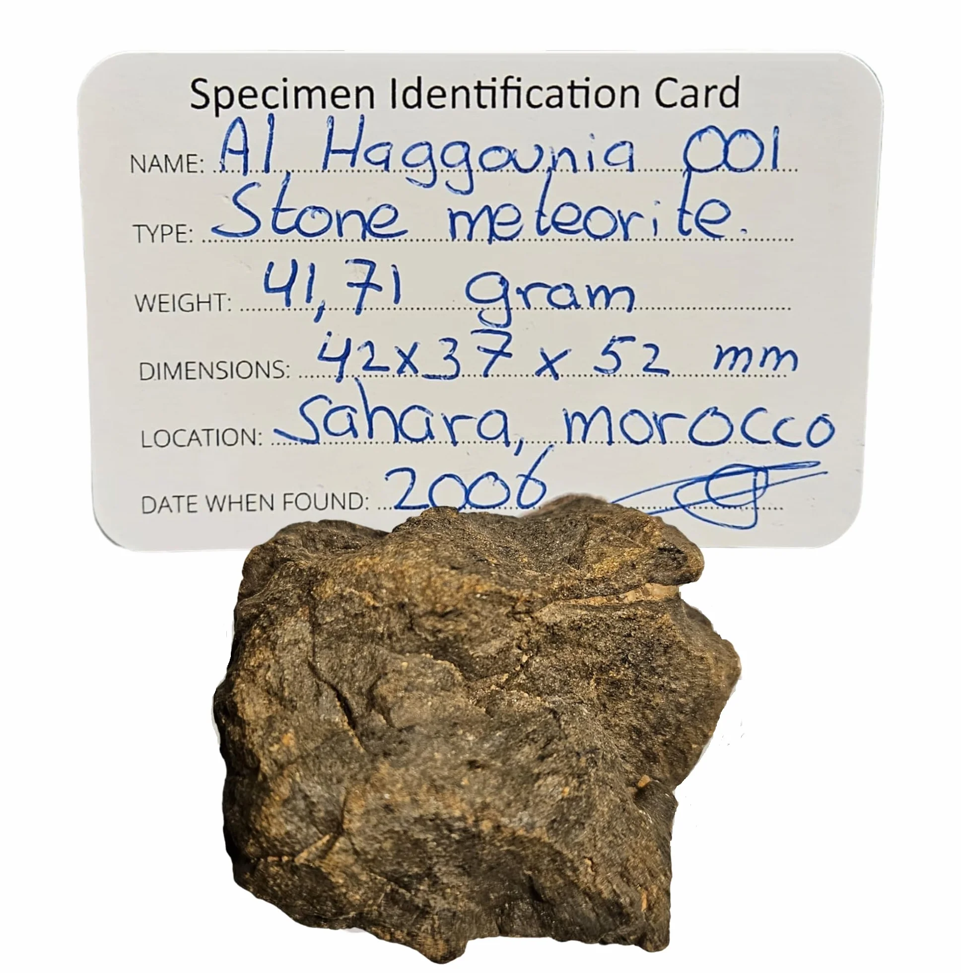 GreatGift Meteorite Standard -Al Haggounia 001 - Con certificato - Regalo molto speciale - Pietra spaziale - Pietra preziosa - Meteorite, gg-3111