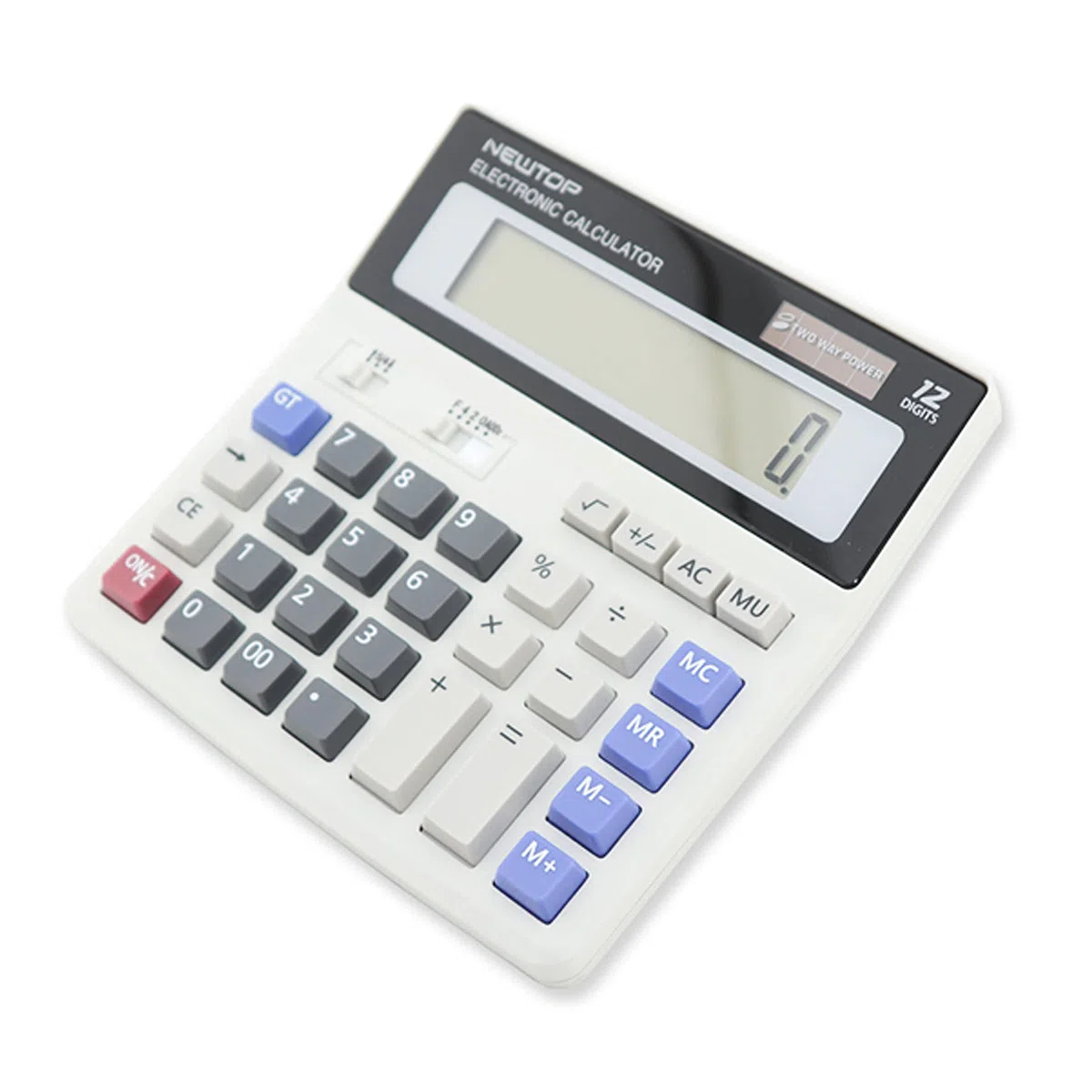 N NEWTOP Calcolatrice Professionale CLC01 Alimentazione Solare Batteria 12 Cifre Tavolo Memoria 99 Calcoli Spegnimento Automatico Standard Elettronica Schermo LCD Tasti Grandi Lavoro Casa Ufficio