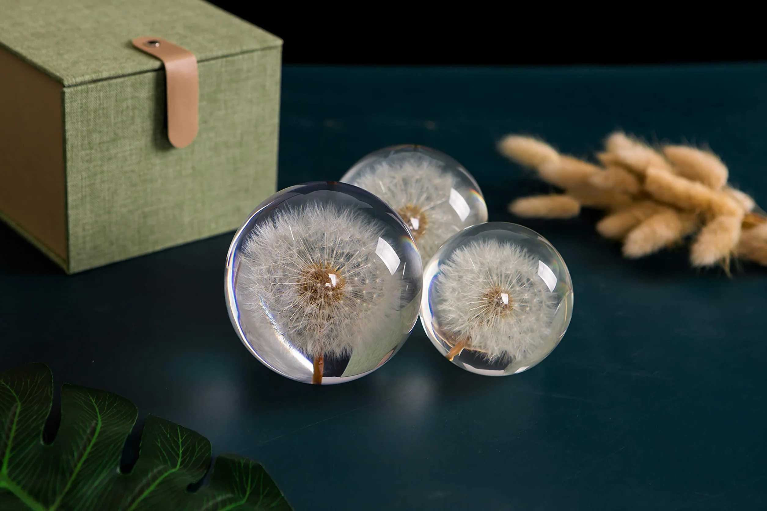 Fermacarte a forma di dente di leone, una palla da sogno. Sfera desiderabile di cristallo. Fermacarte unico in dente di leone. Il regalo perfetto (9 cm) di diametro