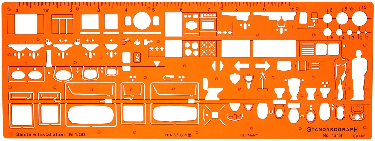 Stencil Architetto 1:50 - Modello Architettonico - Stencil per Mobili e Disegno Tecnico