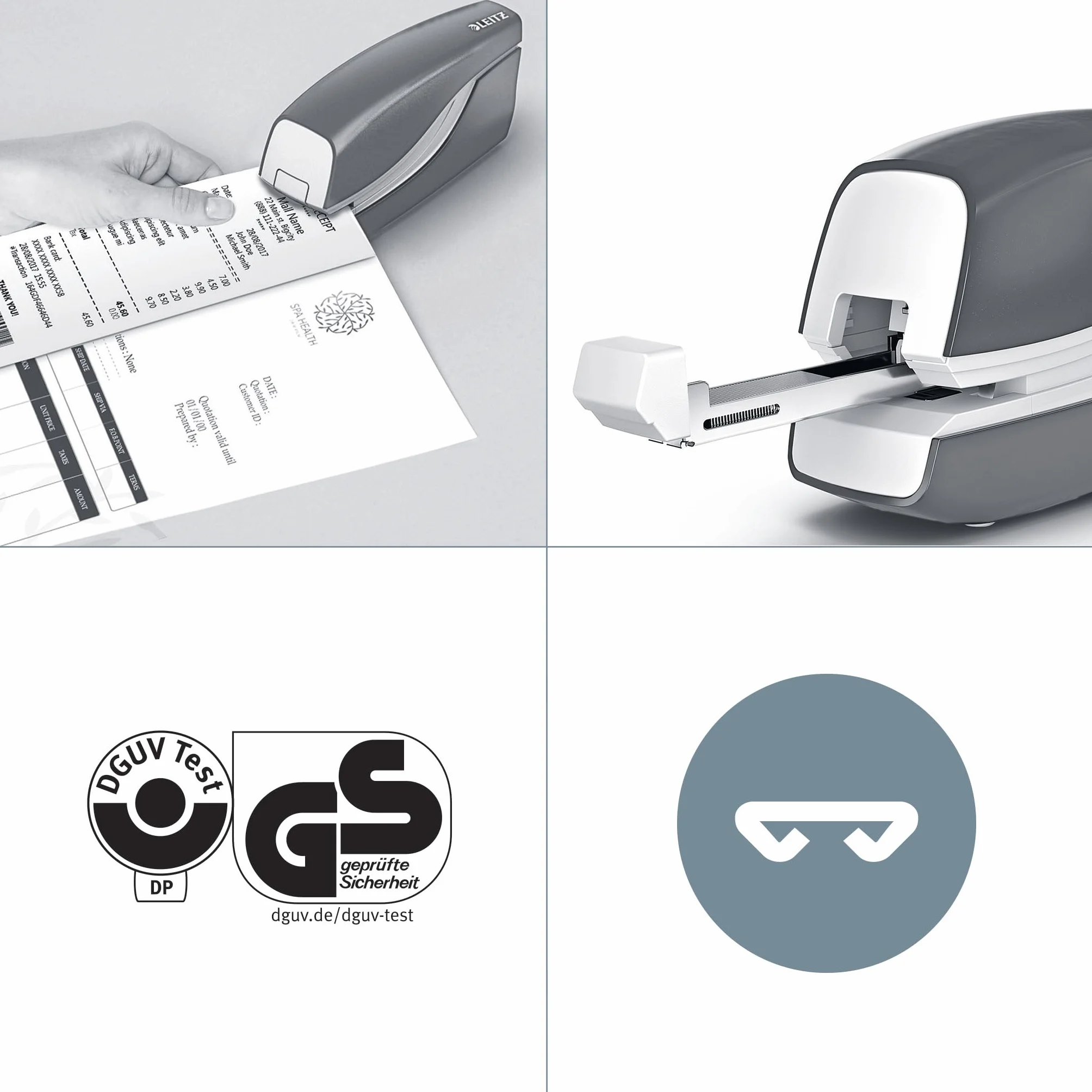 Leitz WOW Cucitrice Elettrica con Levapunti Integrato, Capacità di 10 Fogli, Alimentazione a Batteria, Include 1000 Punti Metallici E1, Rosso Metallizzato, 55661026