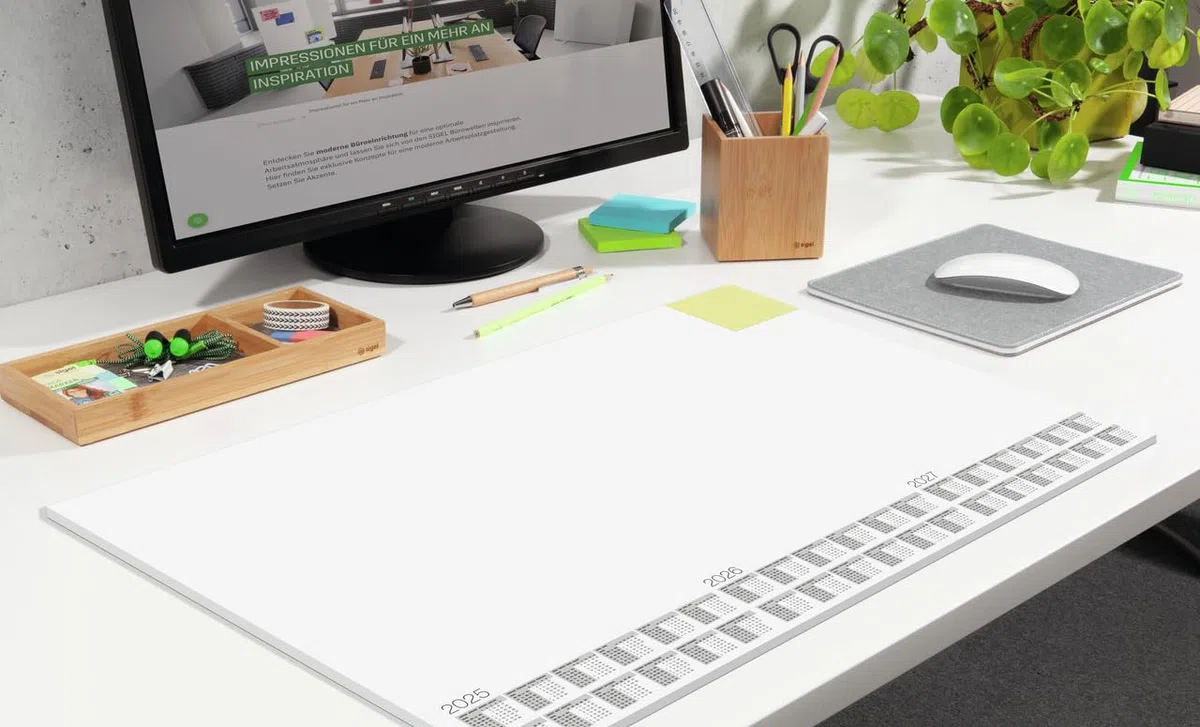SIGEL HO490 Sottomano da scrivania di carta, con calendario 3 anni, con blocco notes intergrato, Memo, A2 (59,5 x 41 cm), 30 fg
